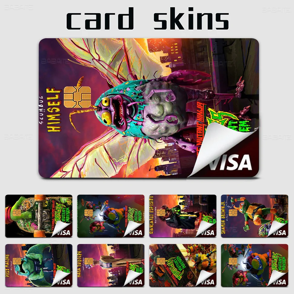 Comic N-Ninja M-Mutant Cool T-Turtles M-MAYHEM ANMIE STANCER Film Cover Skin Cover pre kreditnú kartu Front Bank Card Front