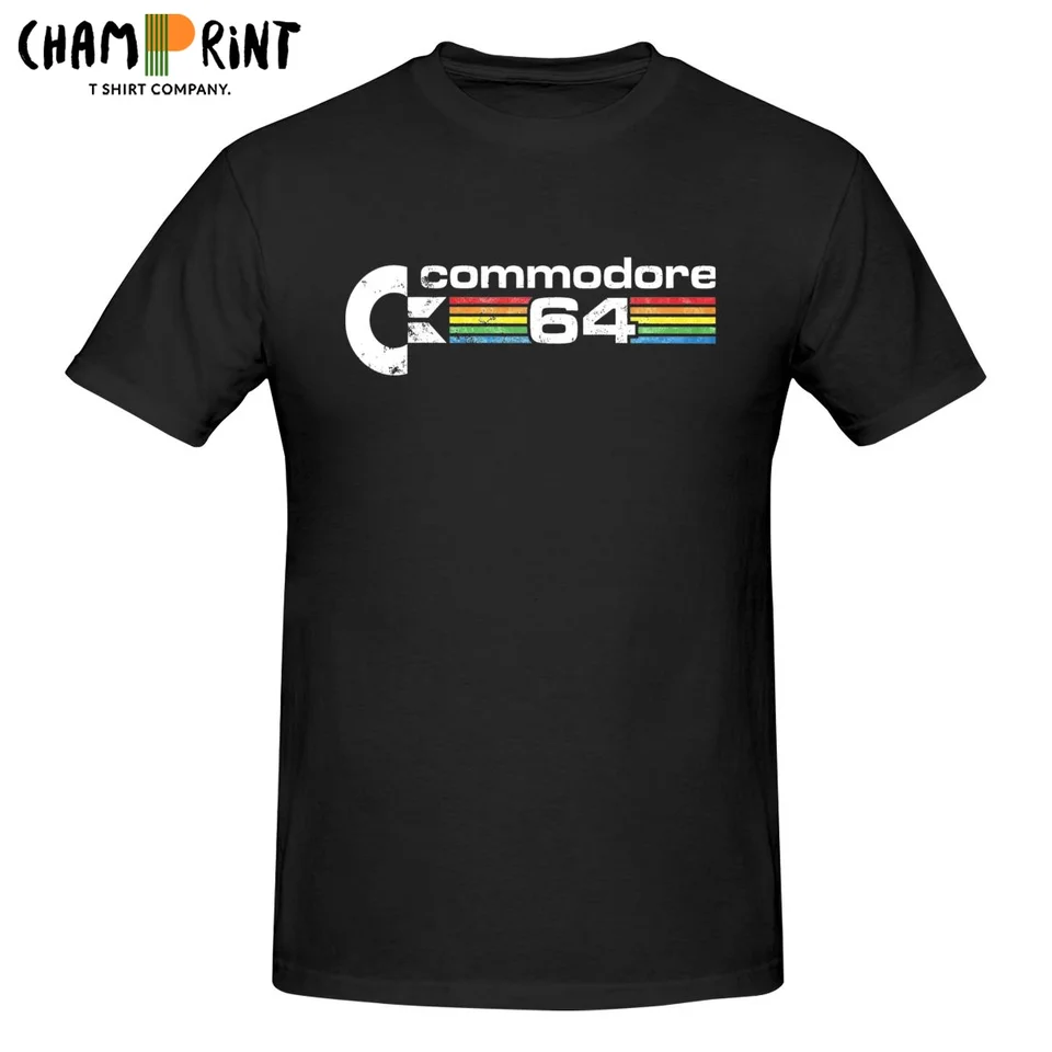 Commodore 64 retro logo Tričká pre mužov Cast Pure Cotton Tee tričko Crew Krs krátke rukávy tričká 6xl topy