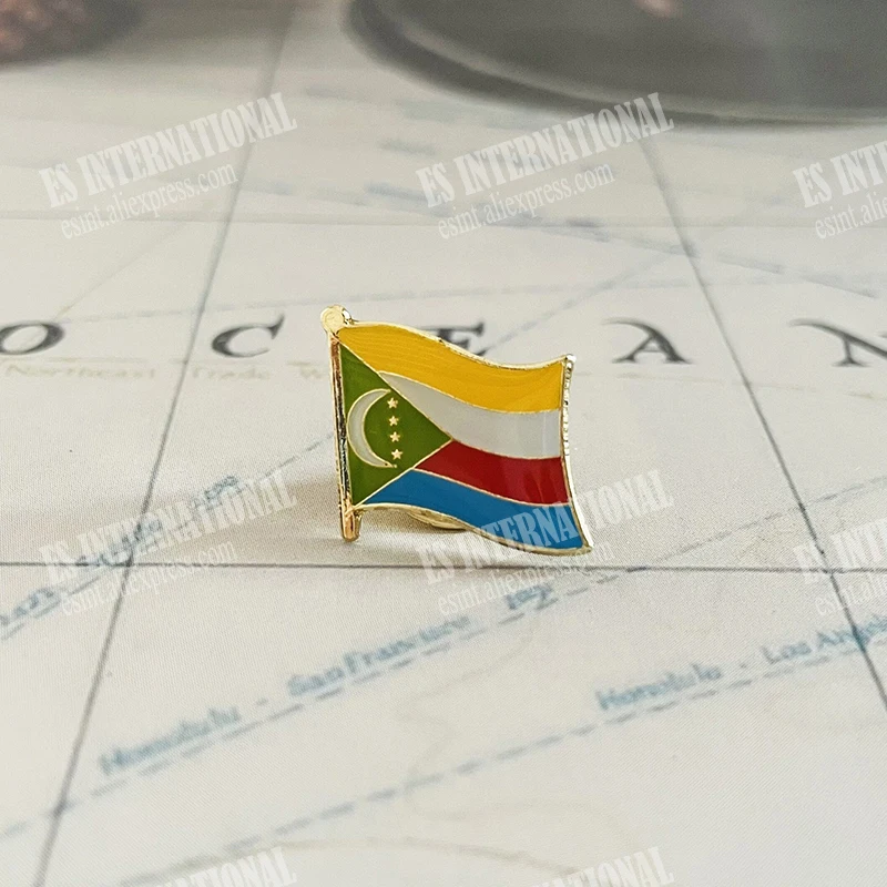 Comoros National Flag Pins Pins Crystal Epoxy Metal Smalt Badge Paint Broš