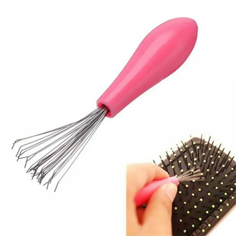 Comp Brush Cleaner Cleaner Remover Vstavaný kozmetický náradie Plastová rukoväť na vlasy Čistiace háčik kaderníctvo Kaderné kaderníctvo
