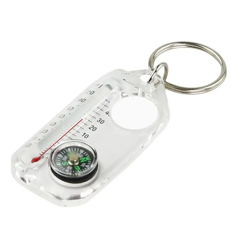 Compas a teplomery prežitie Kľúčenka prežitia Termometer Compass Keychain Mini vrecko Compass Compass Outdoor prežitie nástroja
