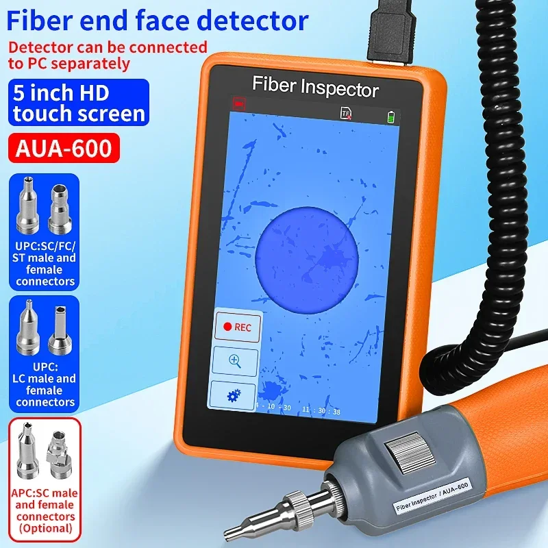 Comptyco AUA-600 Fiber Optický čistič 400x Optický mikroskop 5-palcový HD dotykovú obrazovku Inšpekcia sondy Fiber Fiber Detector Fiber Face Detector Detector