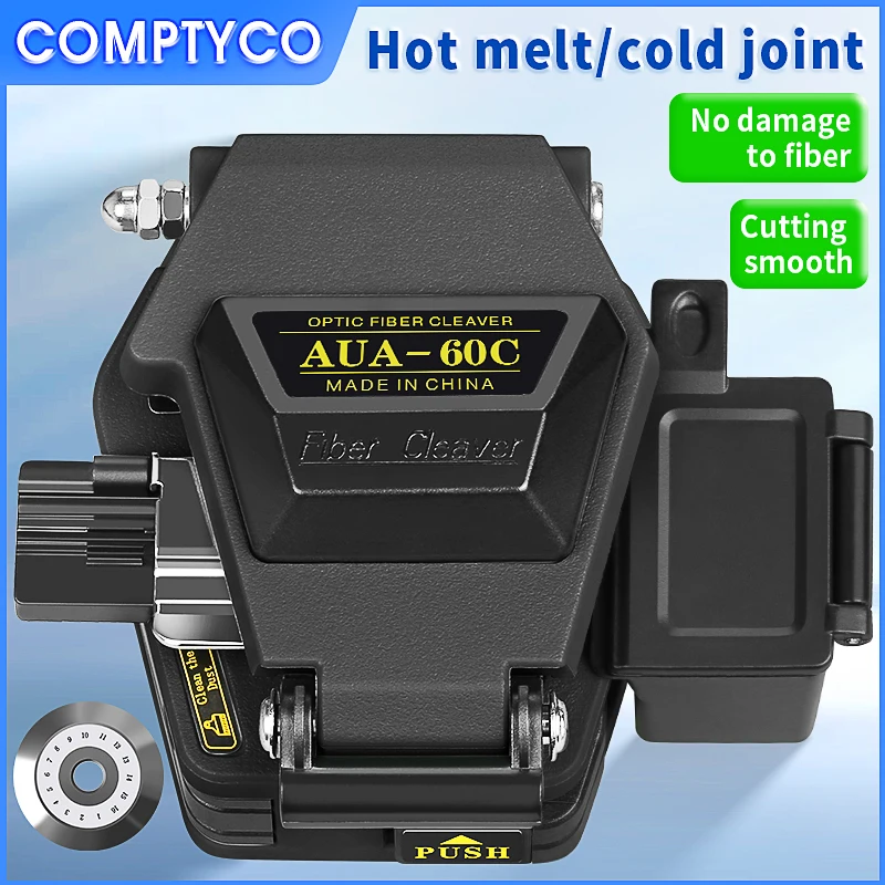Comptyco High PrecisionAuA-60C vlákno Cleaver Ftth Cold Hot Top Connection Optické vlákno Cener Nož Nožo nástroje 16 čepeľ tváre