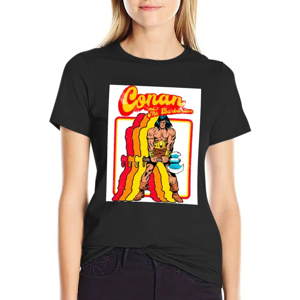 Conan Retro Conan Barbarské tričko Kórejské košele vintage tréning pre ženy