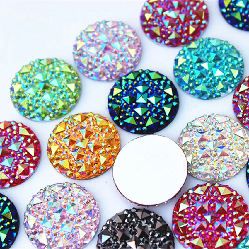 Cong Shao 50ks 20 mm okrúhly tvar AB Resin Smienky Aplikácie kamene a krištáľové drahokamy Flatback pre kostýmové gombíky remeslá ZZ754