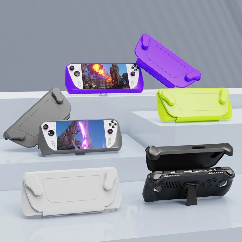 Console Protector Case Shockproof TPU Shell Cover Cover Anti-Scratch späť s držiakom pre hru Asus Rog Ally Game Console