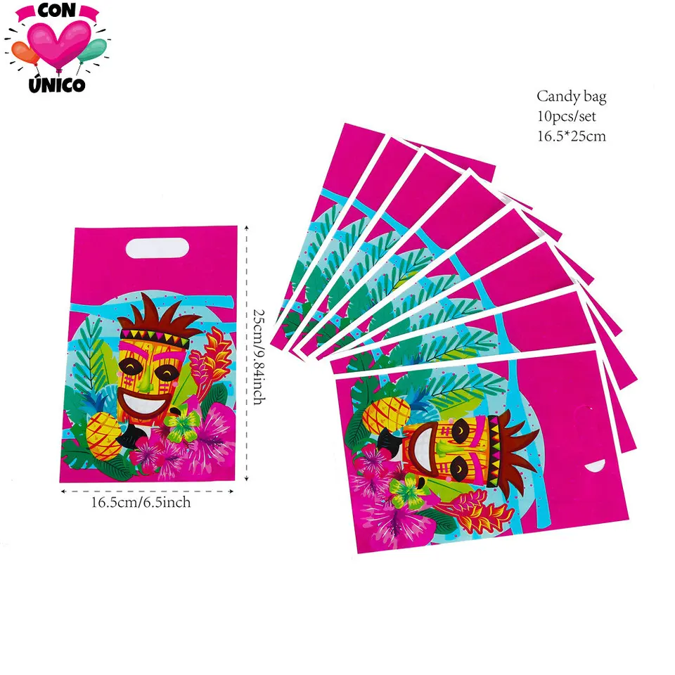 Conunico Birthday Tropical Party Photobooth Props Dodávky Dodávky pozvánky Garland Candy Bag Hawaii Aloha Summer Hi3526