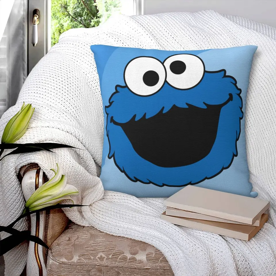 Cookie Monster Square vankúš vankúšik polyesteru vankúš na zips dekoratívne pohodlie hodí vankúš do domácej obývacej izby