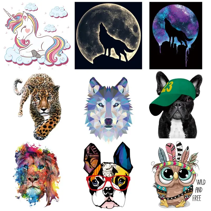 Cool Animal Pattern Thermal Patches for Hoodies železo na módnom príslušenstve pre domácich majstrov prenos nálepiek na prenos tepla na oblečení