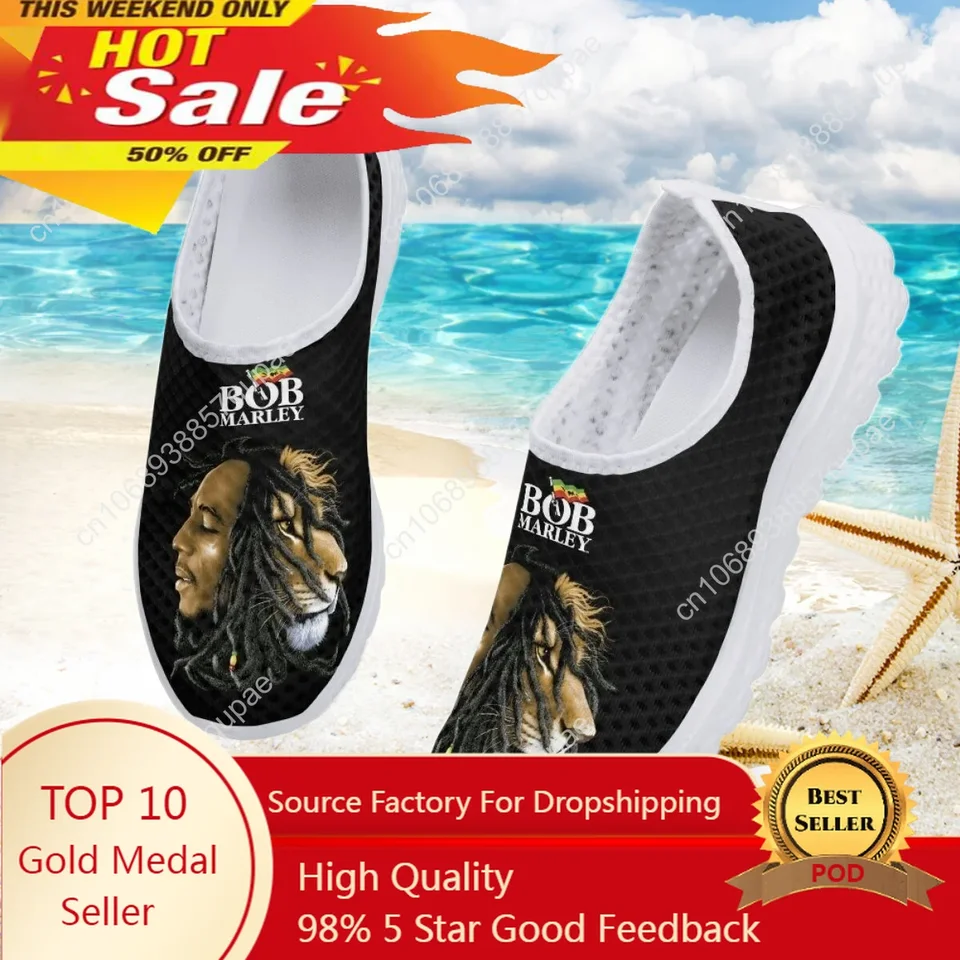 Cool Bob Marley a Lion Print Mesh vysokokvalitné tenisky Ženy Men Teenager Cast Fashion Móda na mieru vyrobené tenisové ploché topánky