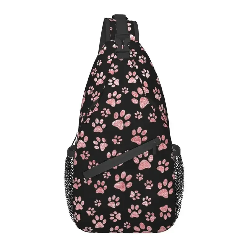 Cool Cool Pink Dog Parttern Sling Crossbody Batoh Men Men Ramer Hrudy vrecká na kempingové bicykle