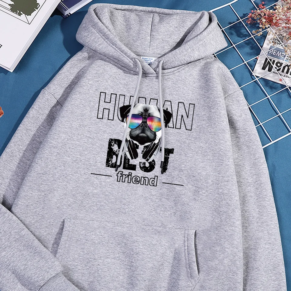 Cool Dog Hoodie Men Human Best Friend Letter Letter Hoodies Autumn Fleece Pullover Fashion Nadixize Hoody Flexibilné mäkké topánky