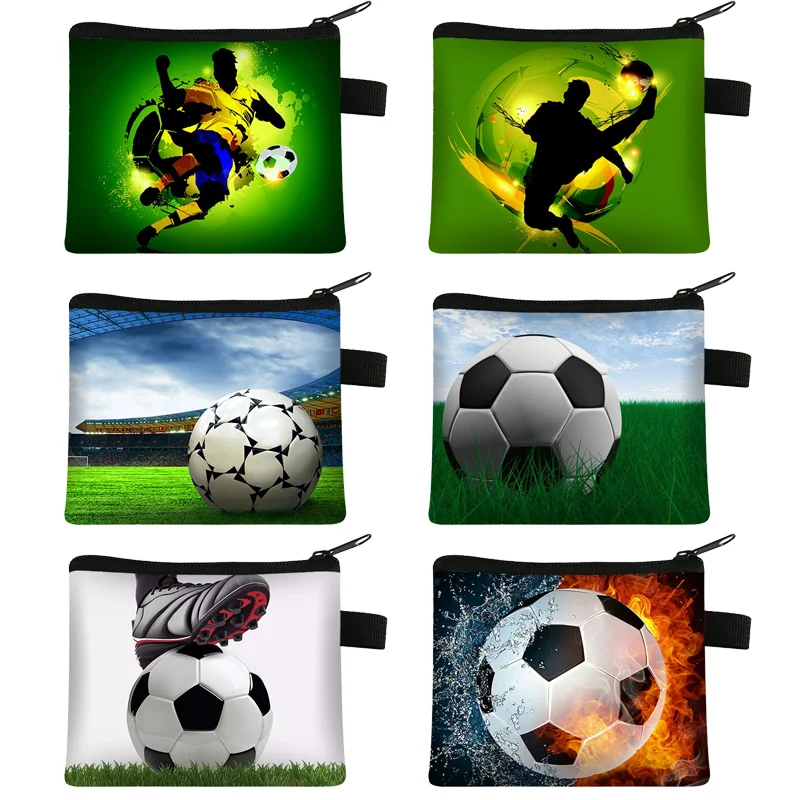 Cool Footbaly / Futbaly tlačené mince peňaženky Meni Wallet Sports Ball Game Competition