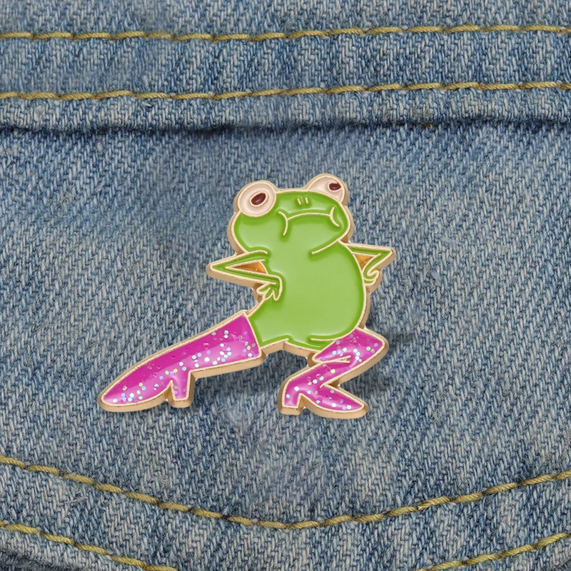 Cool Funny Frog Smalt Pins Vlastné brošne klošné odznaky karikatúry zvieracie šperky darček pre deti priateľov