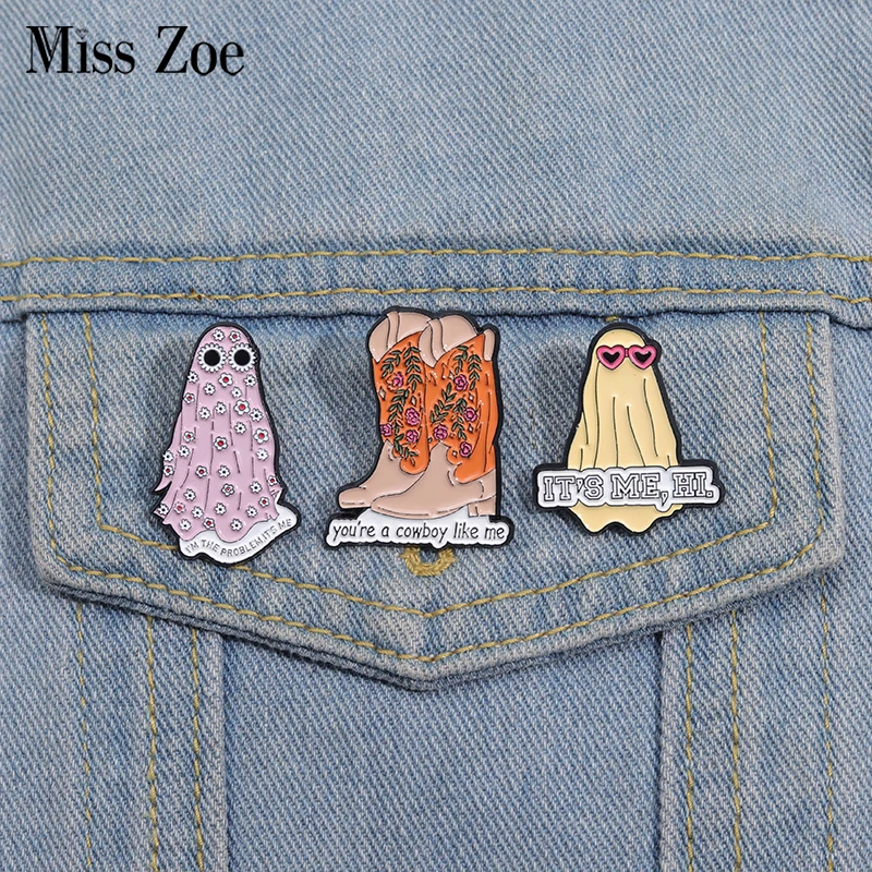 Cool Ghost Smalt Pins Custom Ste kovboj ako ja brošne odznaky klopy vtipné šperky darček pre deti priateľov