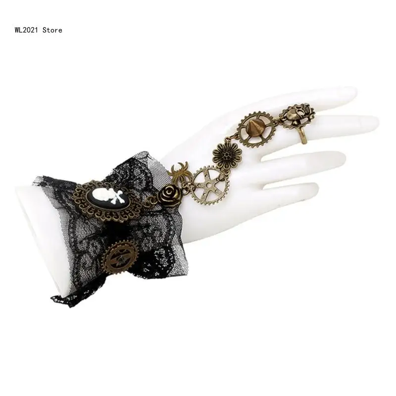 Cool Girl Lace Wristband Steampunk Gear Rukavice Punk hiphop rukavice pre Cosplay Party kostým Pirát pirát oblečené rukavice