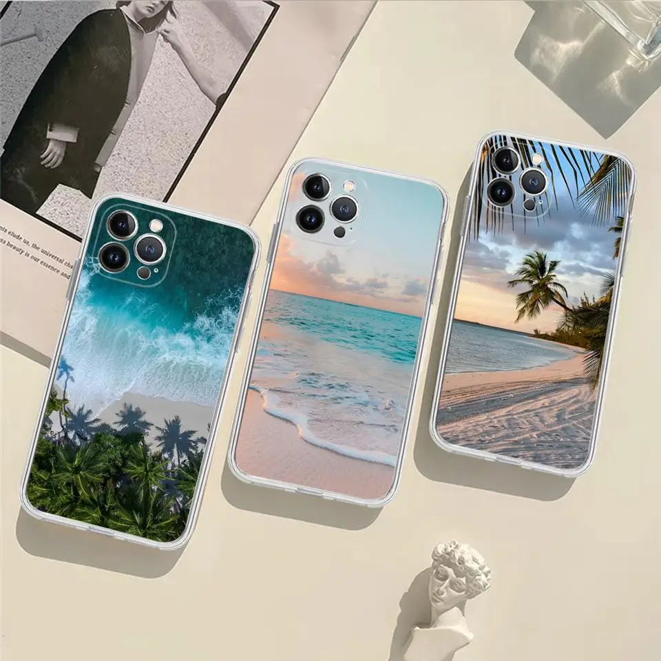 Cool letná plážová puzdro Silikone Soft for iPhone 15 14 13 12 11 Pro Mini xs Max 8 7 6 plus xs xs xr kryt