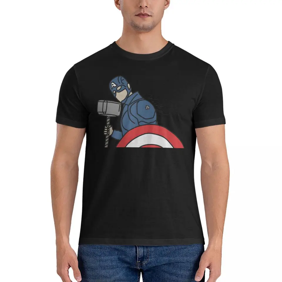 Cool Marvel Super Hero Tričká Men okrúhle krk Čisté bavlnené tričká Amerika Kapitán s krátkym rukávom Tees dospelé topy dospelých