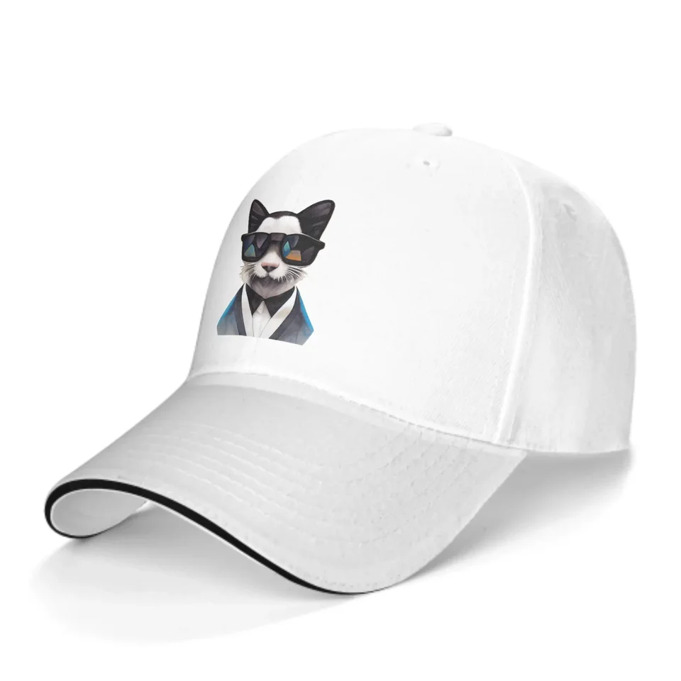 Cool mačka so slnečnými okuliarmi Tlač baseballovej čiapky Summer priedušný sunhat sa hodí