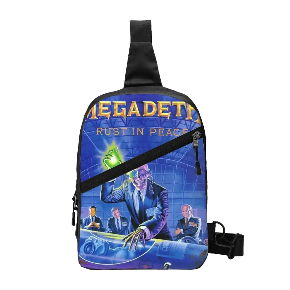 Cool Megadeths Heavy Metal Band Sling Tašky na cestujúce mužské hrdze v pokoji hrudník Crossbody batohový batoh