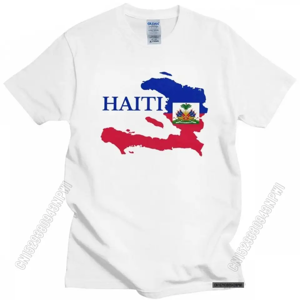 Cool Men's Haiti Map Flag Tir Tirt Fashion Round-Neck Cotton Tshirt Letné odpaliská plus veľkosť oblečenia Casua Uniform Tričko