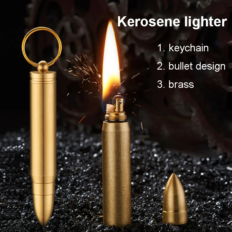 Cool mosadz vinobranie benzínový ľahší klasický módny módny benzínový petrolej kvapalina Kreatívna guľka Zapaľovač Keychain Dropship Dodávateľ