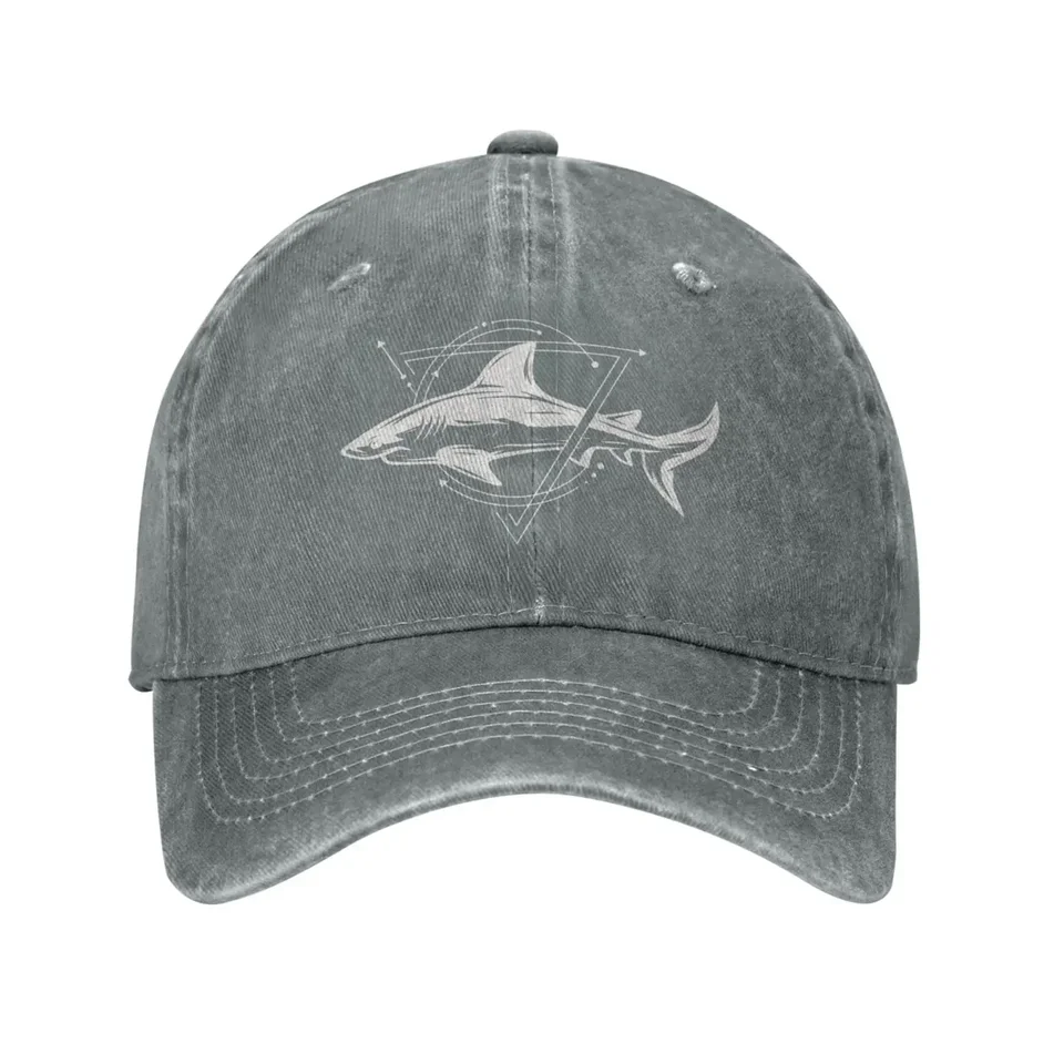 Cool Shark Vintage Wased Denim Cotton Nízko profil Pánske otec Trucker Hat Black Baseball Gall Lap pre mužov unisex pokrývky hlavy hlavy