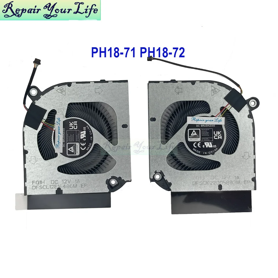 Cooler CPU GPU ventilátor pre Acer Predator Helios 18 PH18-72 PH18-71 N23Q2 Gamer Gamer Cooling Radiator DFSCK22D05883M DFSCL12E16486M