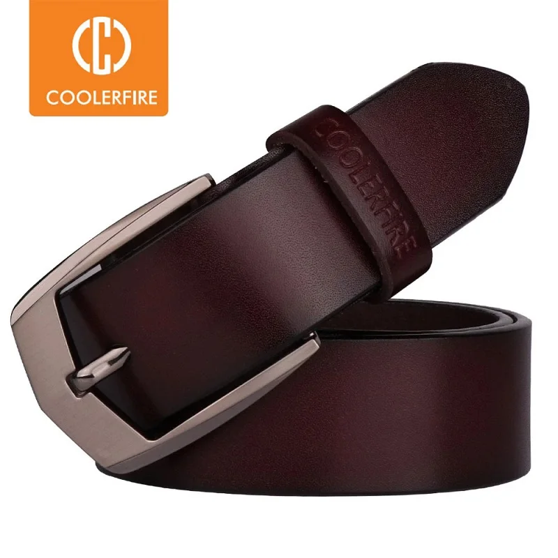 Coolerfire Men Vysoko kvalitný originálny kožený opasok luxusný dizajnérsky opasok Men Cowskin Fashion Race Rese Džínsy pre muža Cowboy HQ043
