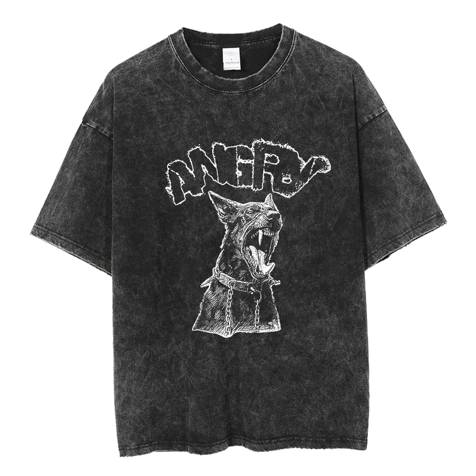 Coolmind U0130 nahnevané psie tlačové kyseliny Praje bavlnené muži tričko Streetwear vintage exkluzívne grafické muži tričko Unisex Tee