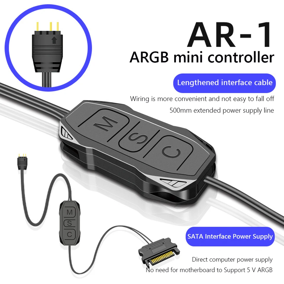 CoolMoon AR-1 RGB CONFORMÁR COBEL 5V 3 PIN do ovládacieho uzla SATA AURA ARGB MINI