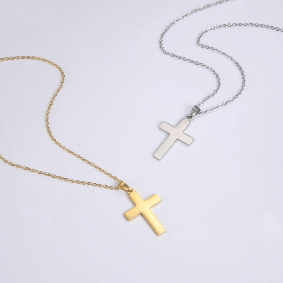Cooltime Fashion Christian Cross Pánske dámske závesné náhrdelníky z nehrdzavejúcej ocele Zlatá farebná reťaz náhrdelník Darček