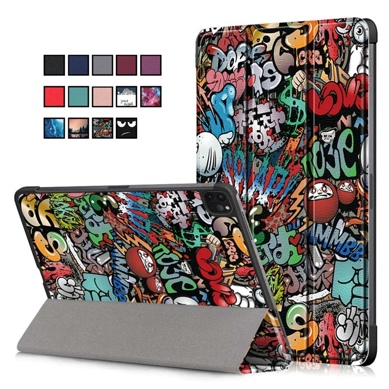 Coque for iPad Pro 11 m4 puzdro Tri-násobné kožené maľované stojanové tablety Funda pre iPad Pro 11 palca 2024 5. genový kryt puzdra