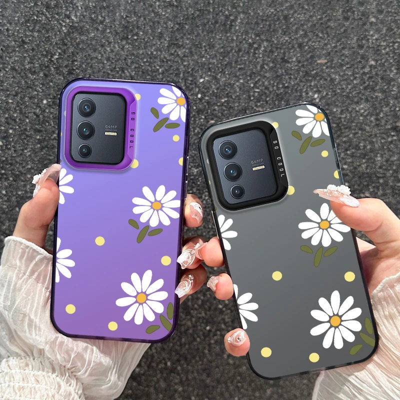 Coque for Vivo S12 V23 5G V 23 Vivov23 biela minimalistická kvetina maľovaná puzdro na skokové puzdro Shock odolný voči zadným krytom Funda