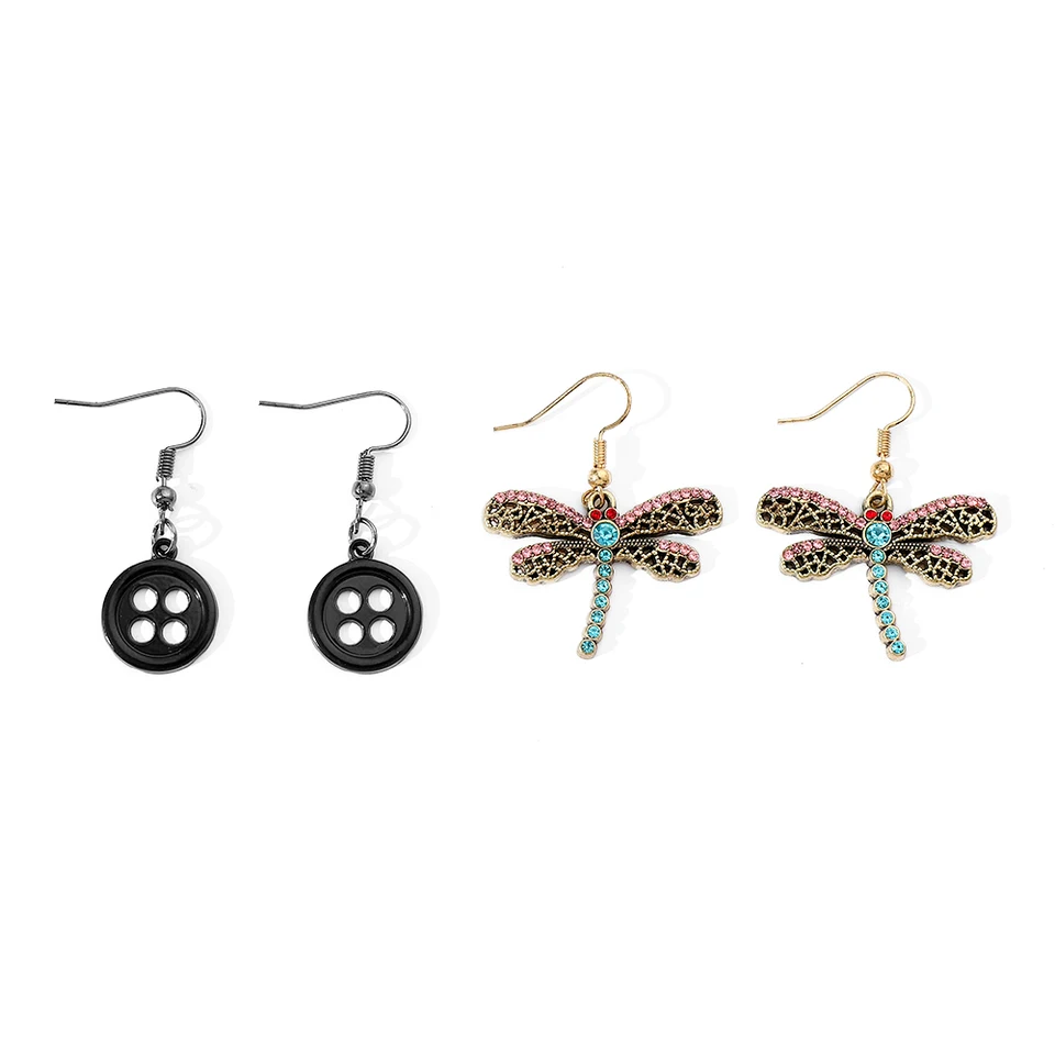 Coraline a tajné dvere okrúhle gombíky Dragonfly náušnice pre ženy Dievčatá Halloween šperky doplnky