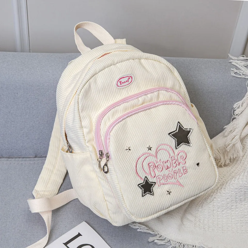 Corduroy Backpack Fashion študenti Backpack Y2K štýlový notebook Backpack viacpolkovaný trendy tínedžer