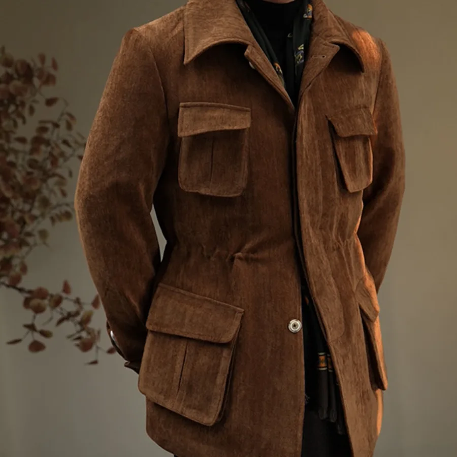 Corduroy Top kvality bunda klopa vonku vrchný kabát Vintage muži štíhle fit bunda luxusné mužov bunda módny muž