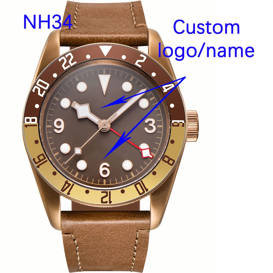 Corgeut NH34 Sport 20ATM Watch PVD Coffee Bronzový puzdro Sapphire Glass Luminát nasadenie spona Deepwaterproof