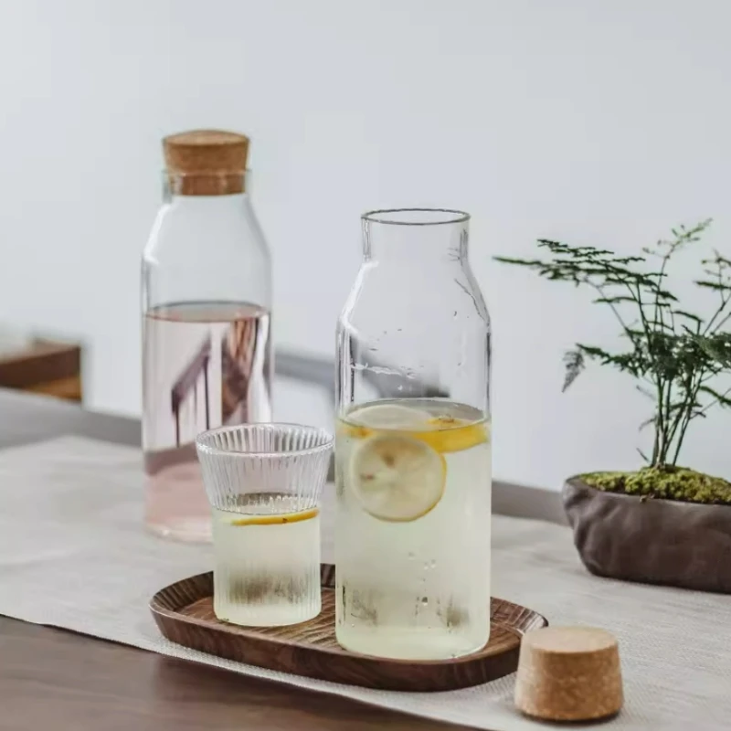 Cork Food Grade borosilikát studený varený čajový sklenený fľaša borosilikát Utesnená nádoba ovocná nádoba