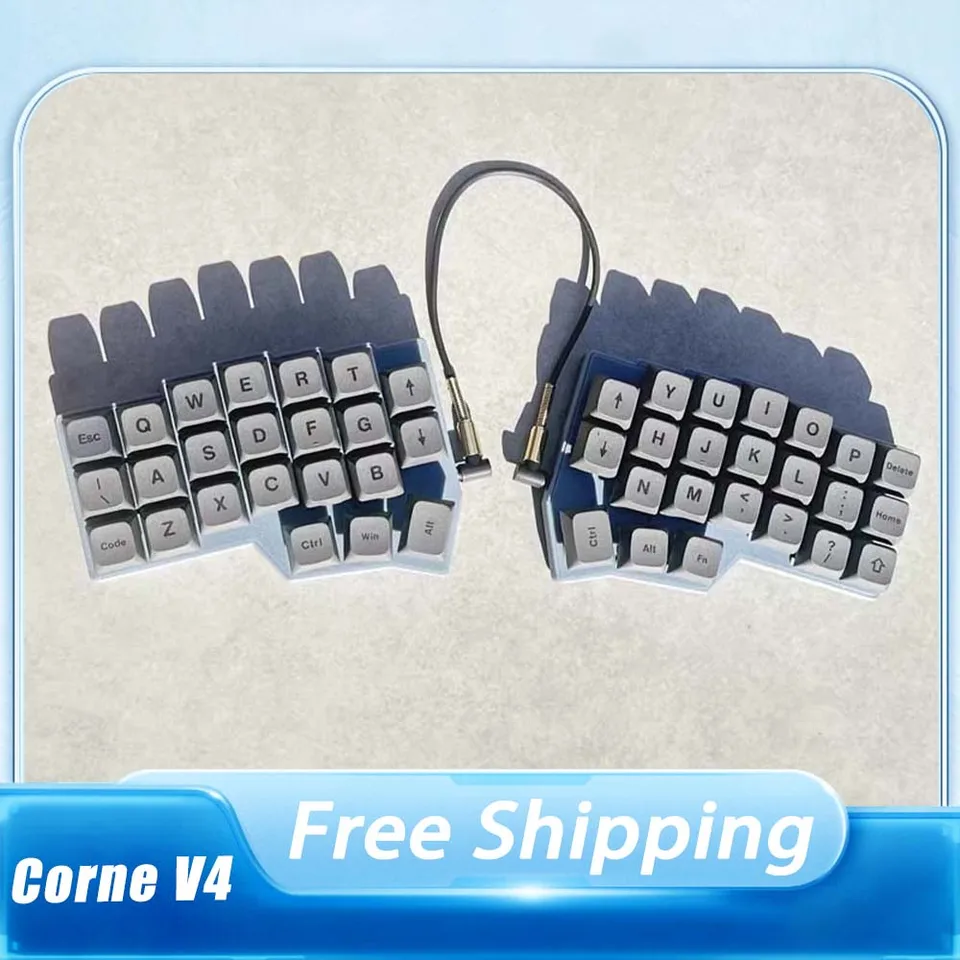 Corne V4 Split Keyboard RP2040 RGB Hot Swap Support QMK/Vial Split Keyboard Kit Prispôsobená s 3,5 mm darčekmi pre hráčov Audio Line PC PC