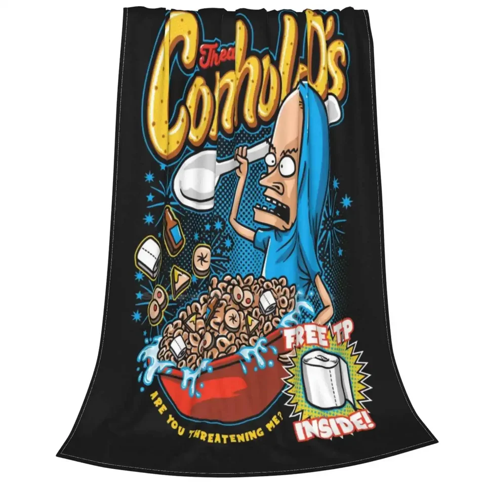 Cornholi-Os super teplé mäkké prikrývky hádzať na pohovku/posteľ/cestovanie Beavis a Buttthead Great Cornholio Cereal Box TP Funny