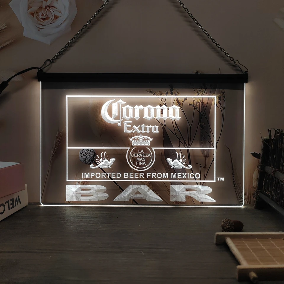 Corona Extra Bar pivo 3D rezbárske LED Neon Sign Wall Art pre dom, statok, izbu, spálň