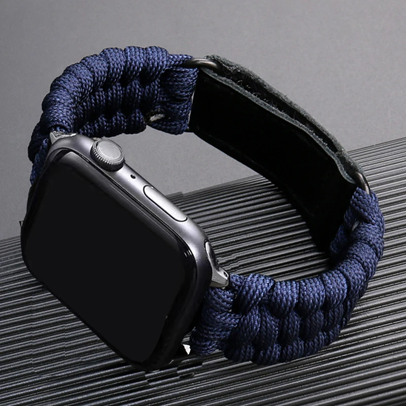 Correa for Apple Watch Band 49 mm 45 mm 44 mm 42 mm 41 mm 40 mm lano drsné prežitie Paracord nylonový remienok Iwatch Ultra 2 9 8 7 6 5 SE
