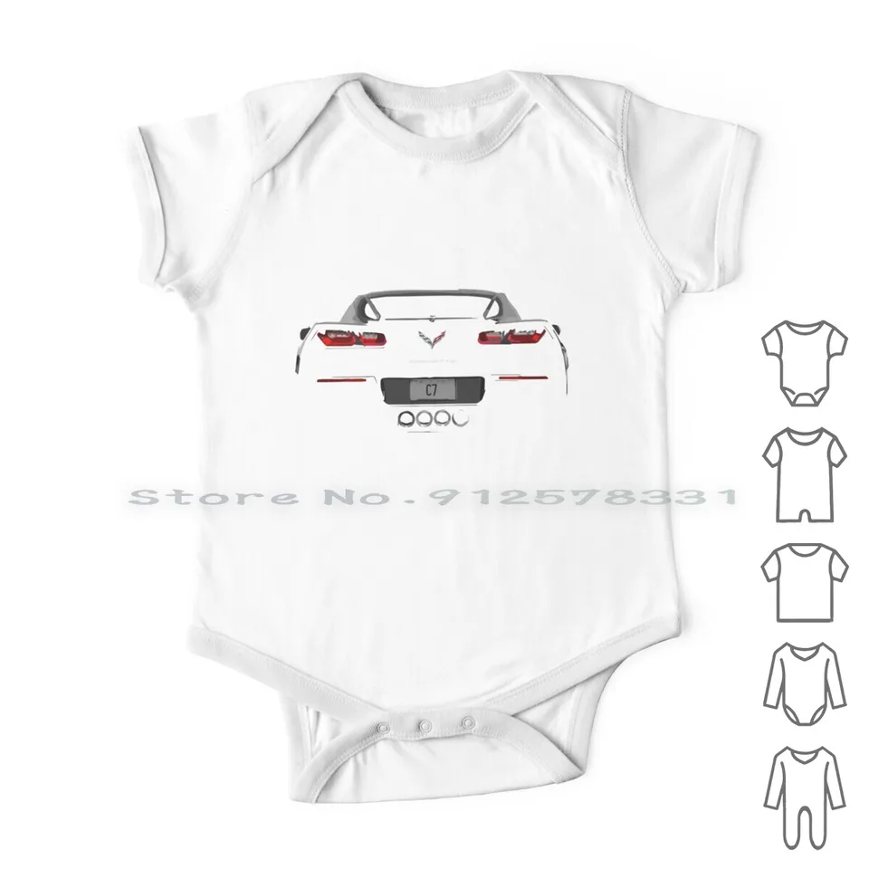Corvette C7 Zadný pohľad Novonarodené detské oblečenie Rompers Cotton Swessuits Race C3 Racing Classic Car Chevy Corvette svalové auto