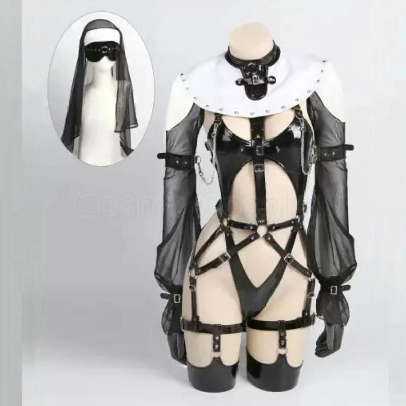Cos asketická mníška Cosplay kostým princezná čierna jasne strieborná tabu