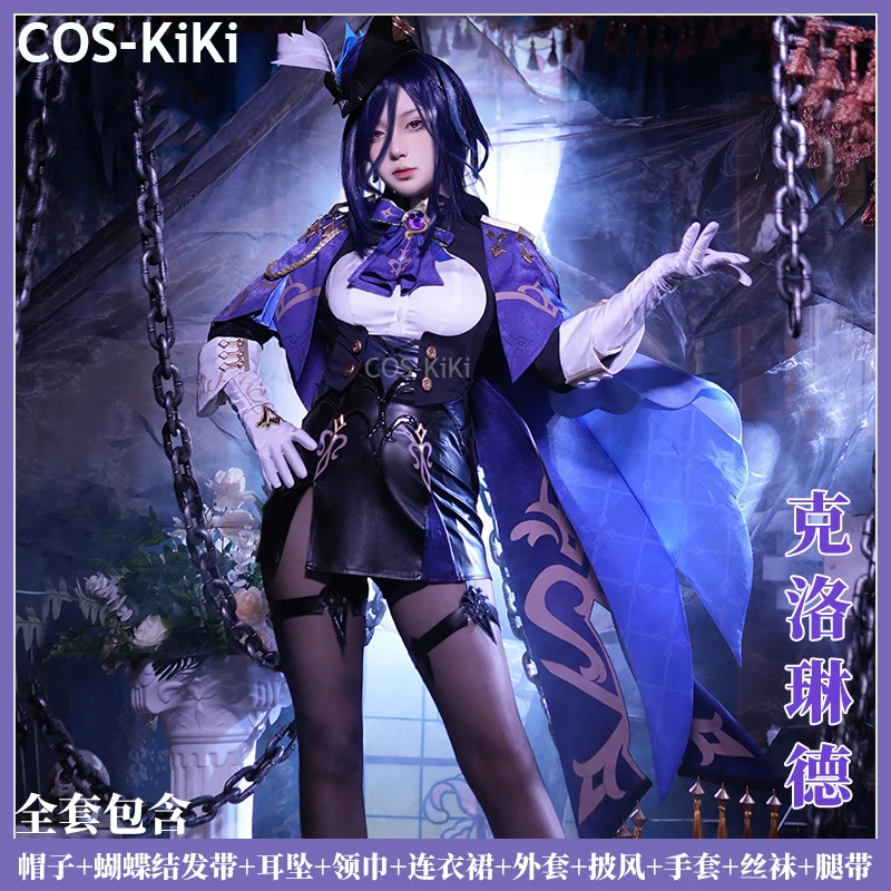 Cos-kiki genshin dopad clorinde herný oblek nádherné šaty Uniformný cosplay kostým Halloween Party rola hre