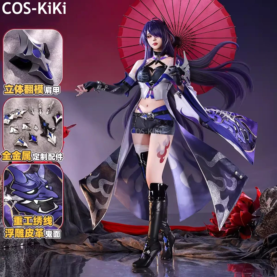 Cos-Kiki Honkai: Hviezdna železnica Acheron Game Suit Nádherný uniformný kostým Cosplay Halloween Karneval Party rola Play