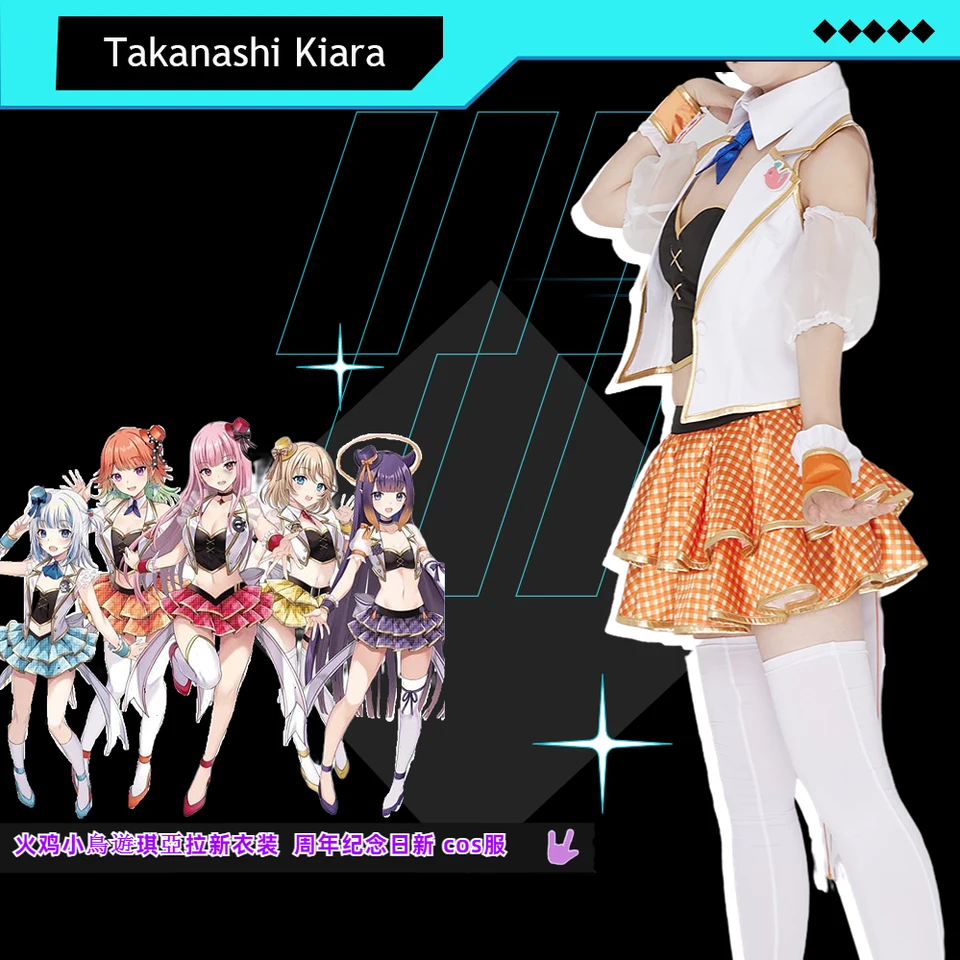 COS-KIKI VTUBER HOLOLIVE TAKANASHI KIARA/MORI CALLIOPE Výročie Výročie Nové oblečenie Uniform Cosplay kostým Halloween Party Outfit
