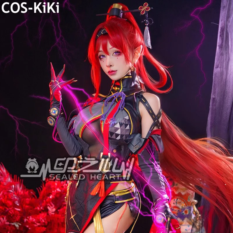 Cos-kiki Wuthering Waves Yinlin Game Suit Lovely Cheongsam Dress Uniform Cosplay kostýmy Halloween Party Rola Hra