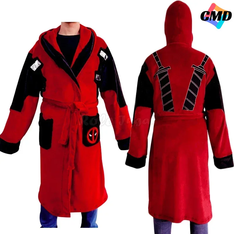 Cos Movie Deadpool Bathrobe Cosplay kostým mužov Ženy Halloween vianočné flanelové kapucne pyžamy spánok c95m152